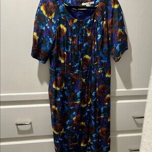 Boden Floral Print Dress - Blue and Brown